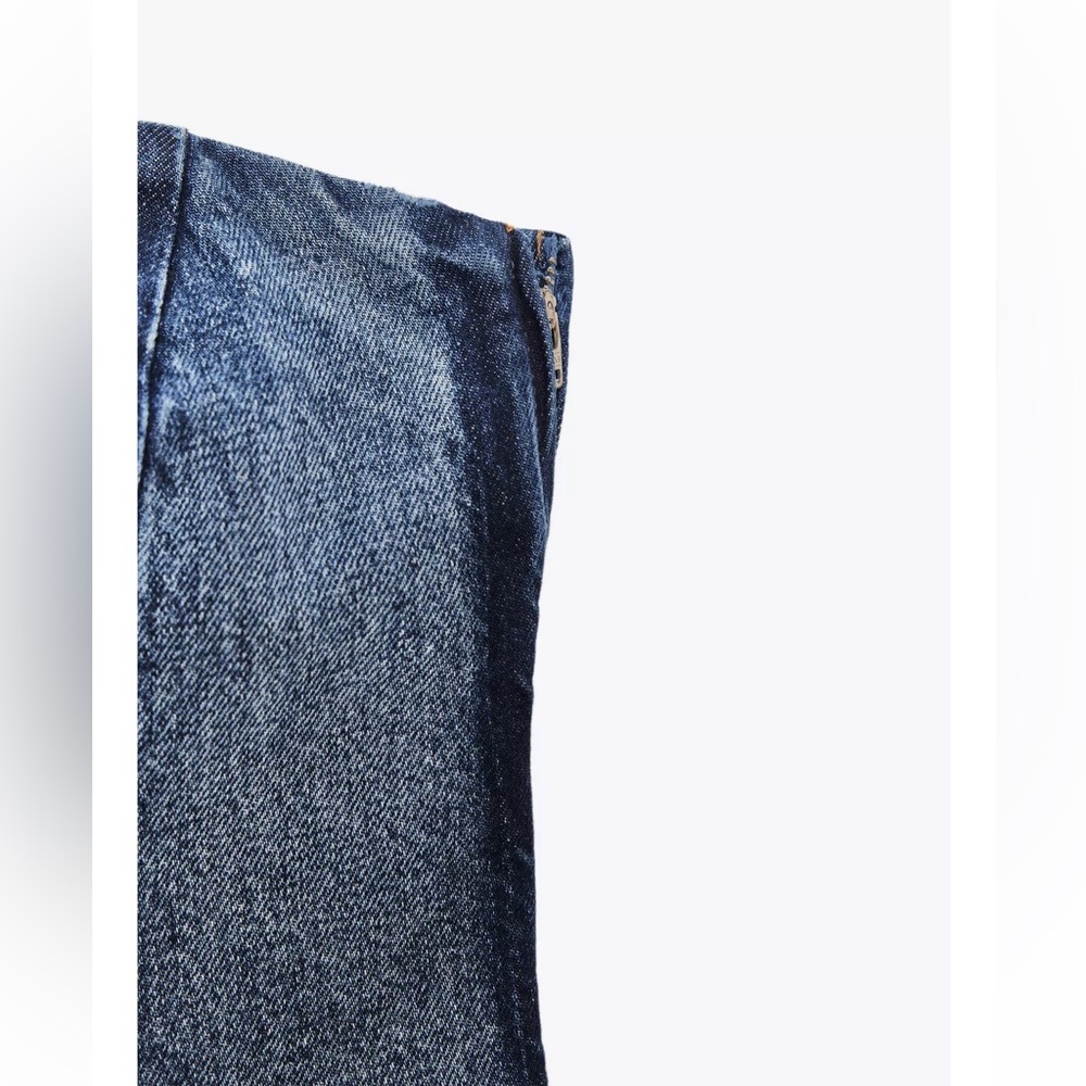 Zara NWT two tone denim medium blue dark navy blue bandeau strapless tube top - Picture 9 of 9